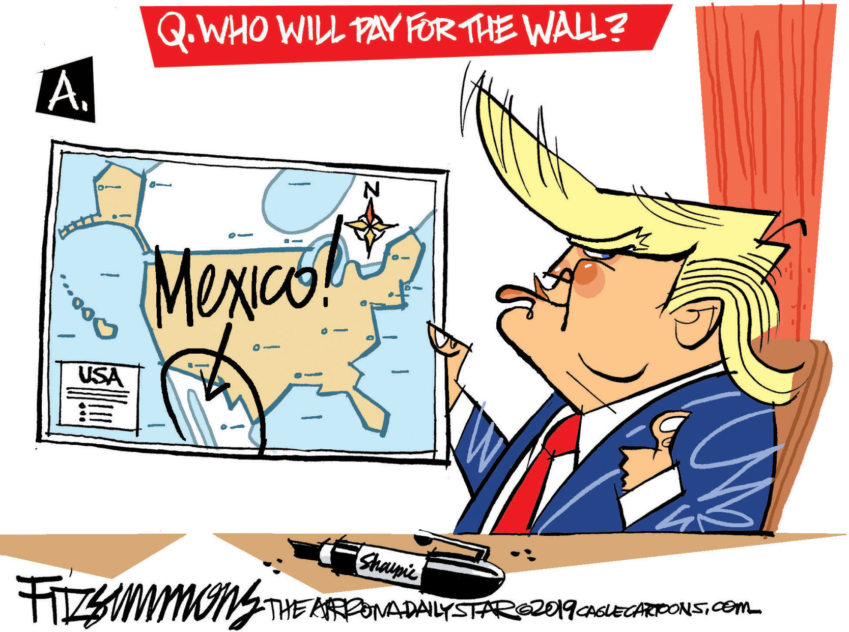 Daily Fitz Cartoon: Wall Sharpie